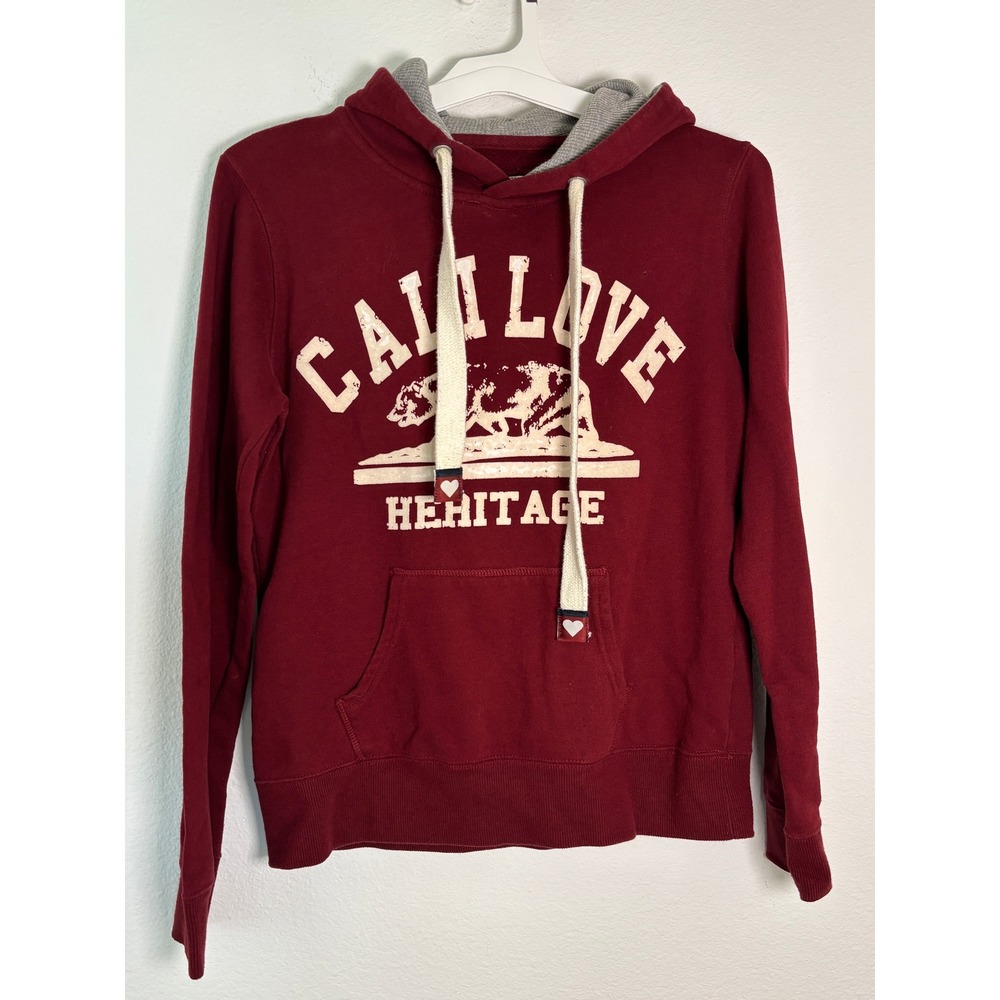 Reflex Cali Love Heritage Hoodie Maroon Burgundy California Bear Sweatshirt M